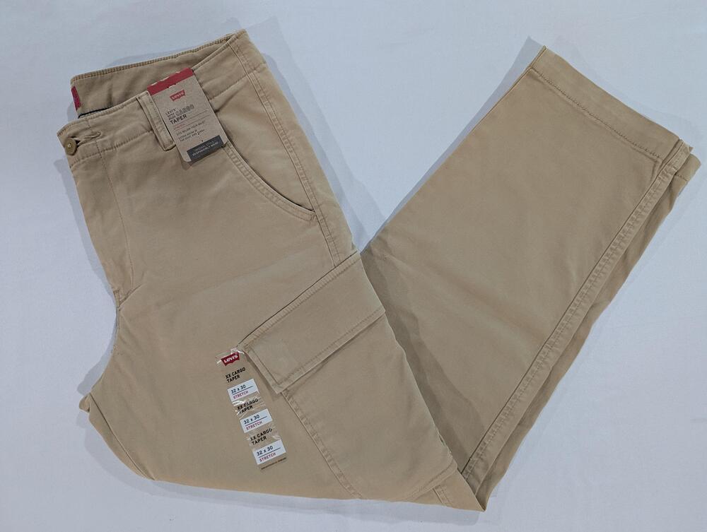 Levi's XX Cargo Taper Pants Mens 32x30 Beige Stretch Canvas Tapered Pockets